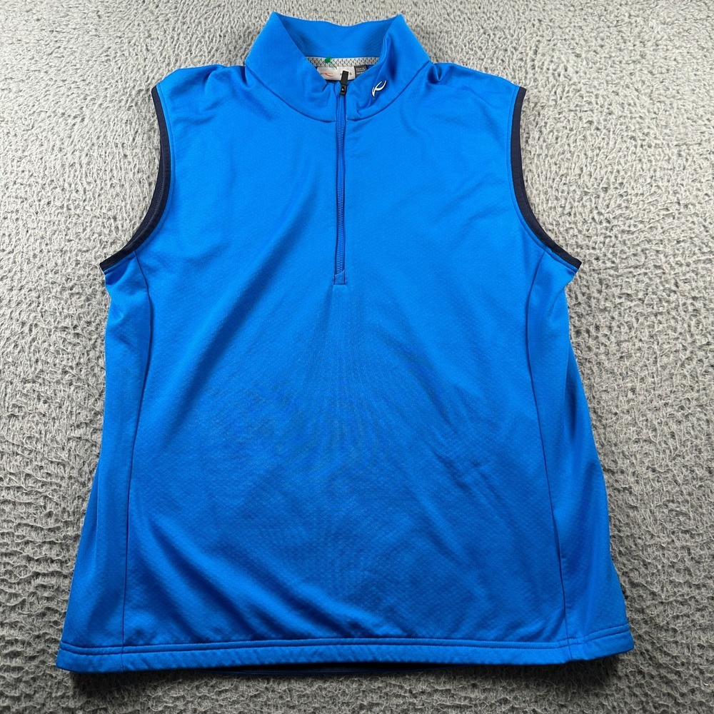 KJUS Golf Vest Mens M Blue Sleeveless Half Zip Mock Neck‎ Performance Stretch